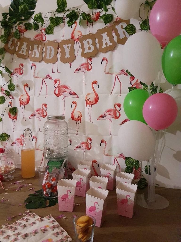 Candy bar anniversaire flamant rose