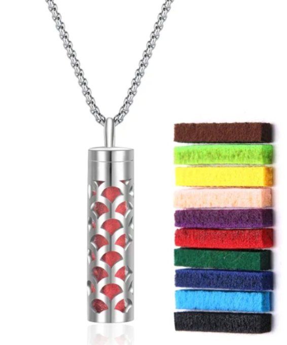 Collier pendentif tube parfumé